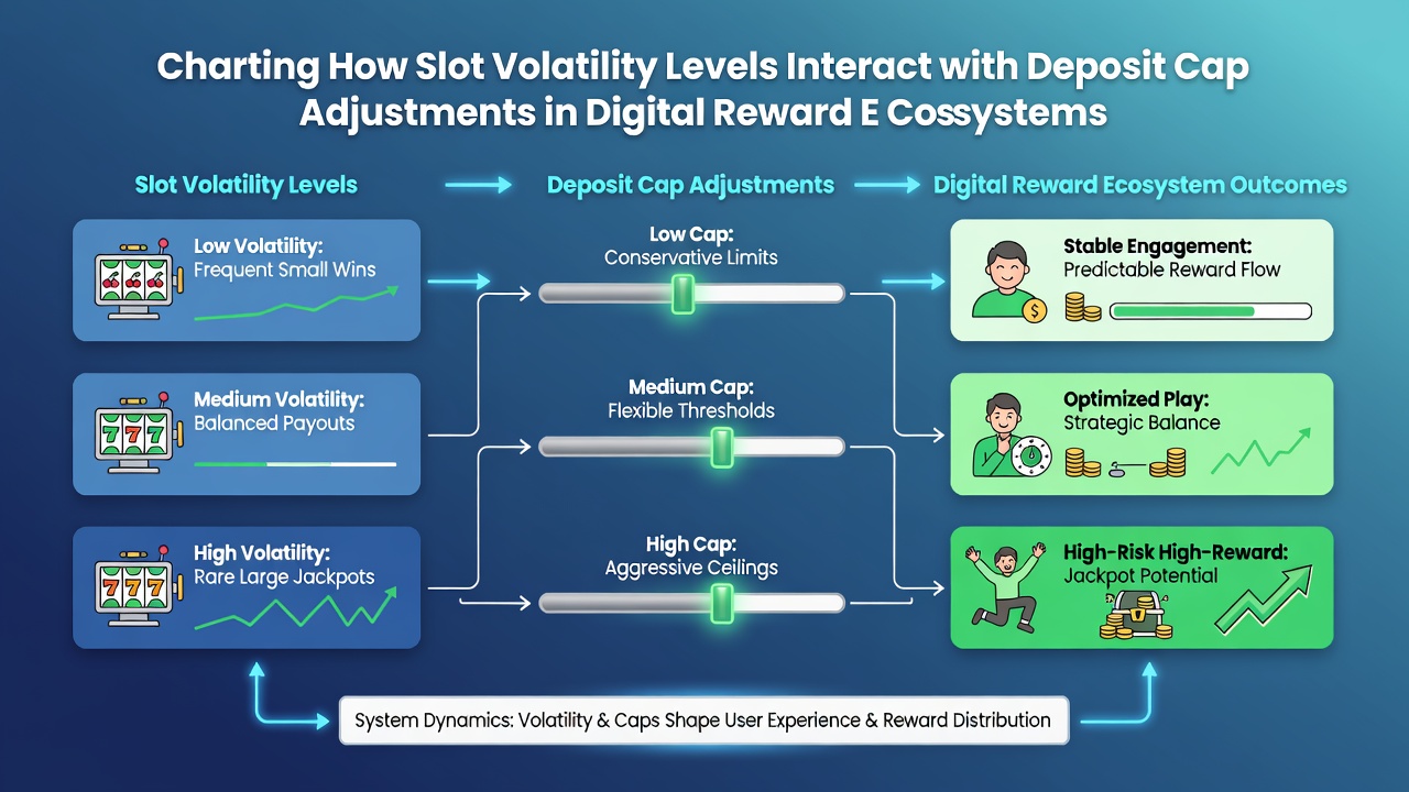 Chart showing deposit cap change frequency plotted against volatility tiers across multiple reward platforms