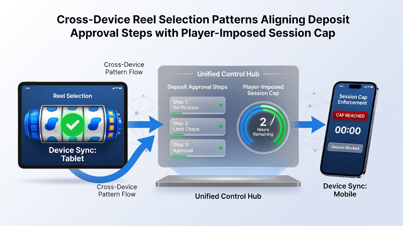 Analytics dashboard illustrating deposit approval timelines synced with cross-device reel selections and session limits