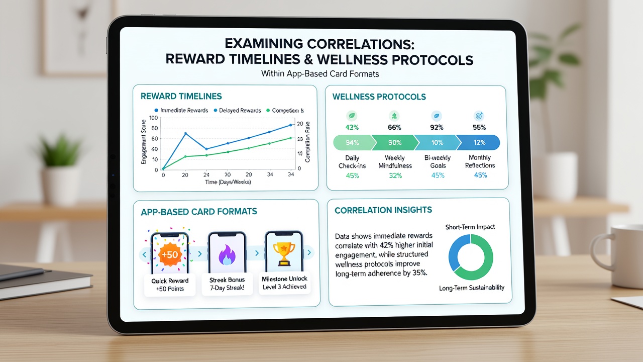 Mobile screen displaying wellness protocol notifications alongside card game reward progress indicators