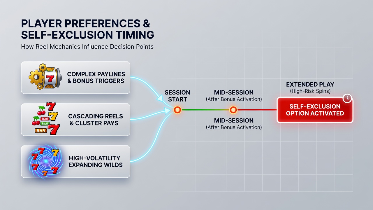 Analytics dashboard displaying reel preference data and self-exclusion timing metrics on mobile device