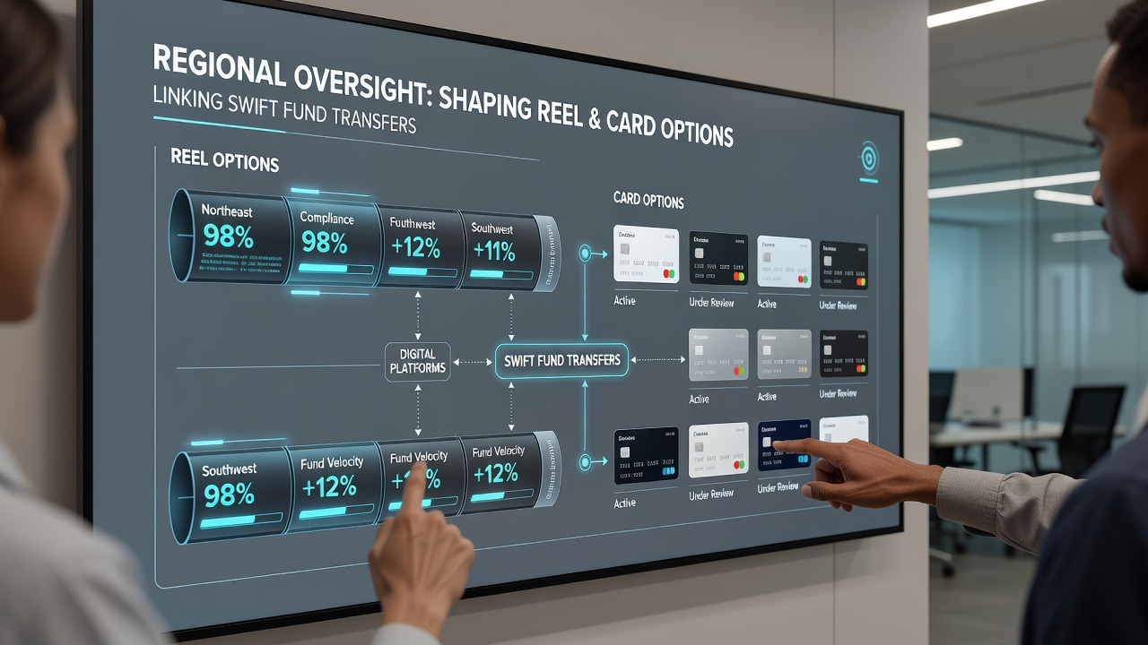 Digital platforms integrating swift transfers with regional user control mechanisms for reel and card games