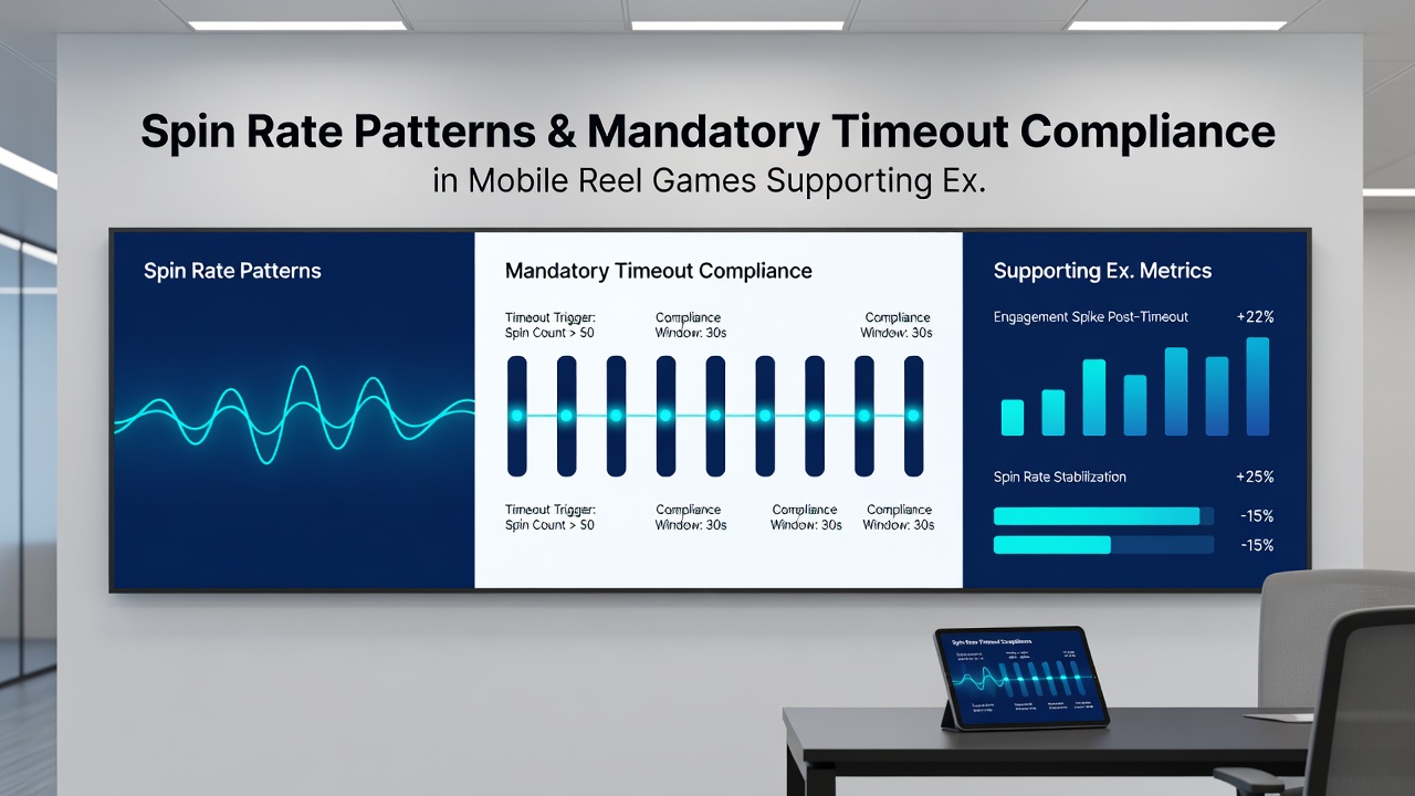 Analytics dashboard showing spin rate trends connected to timeout compliance metrics in mobile reel environments